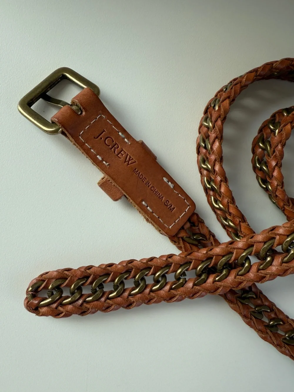 J.CREW Vintage Braided Chainlink Leather Belt - Picture 5 of 6